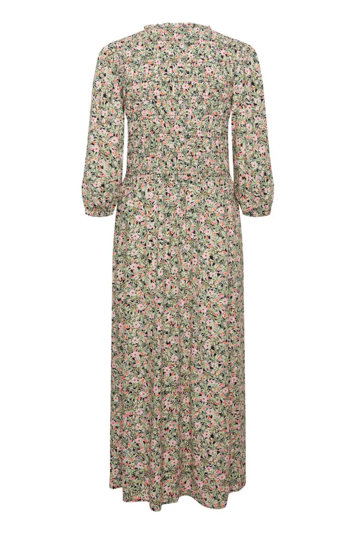 Pink Floral Print V-Neck Midi Dress by Fransa 1904