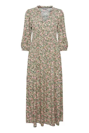 Pink Floral Print V-Neck Midi Dress by Fransa 1904