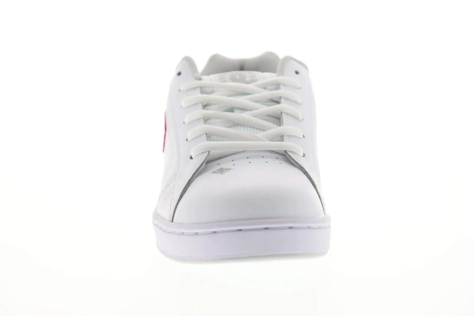 302361 Mens White Leather Low Top Lace Up Skate Sneakers Shoes