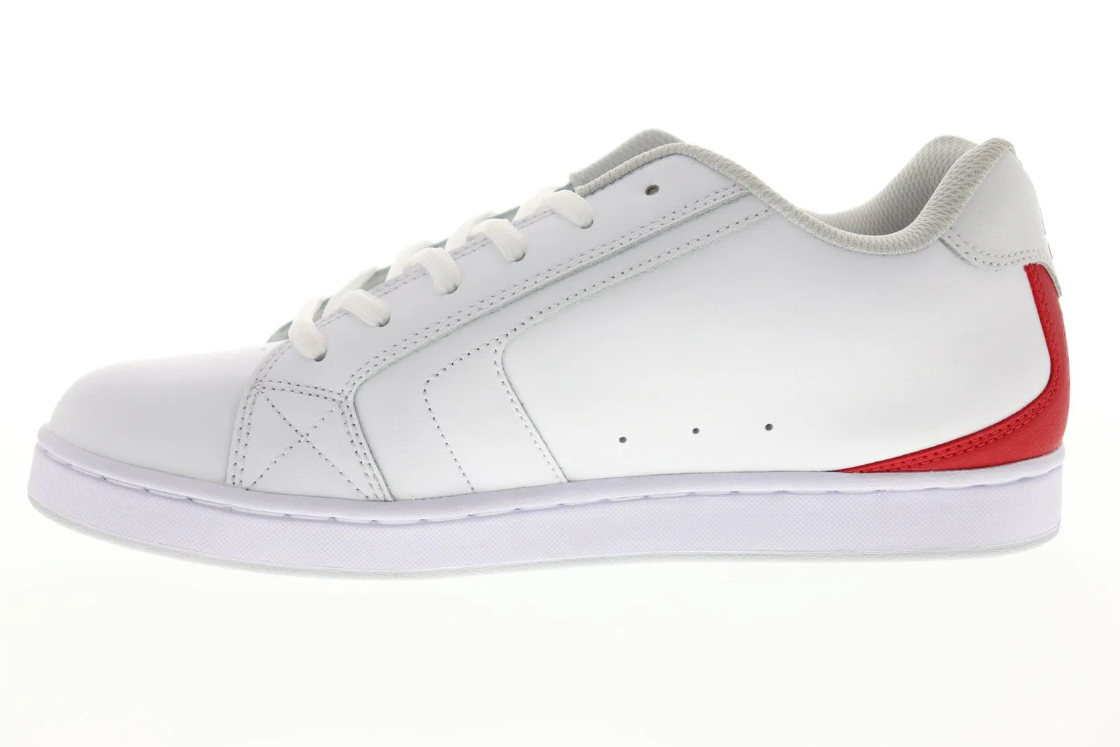 302361 Mens White Leather Low Top Lace Up Skate Sneakers Shoes