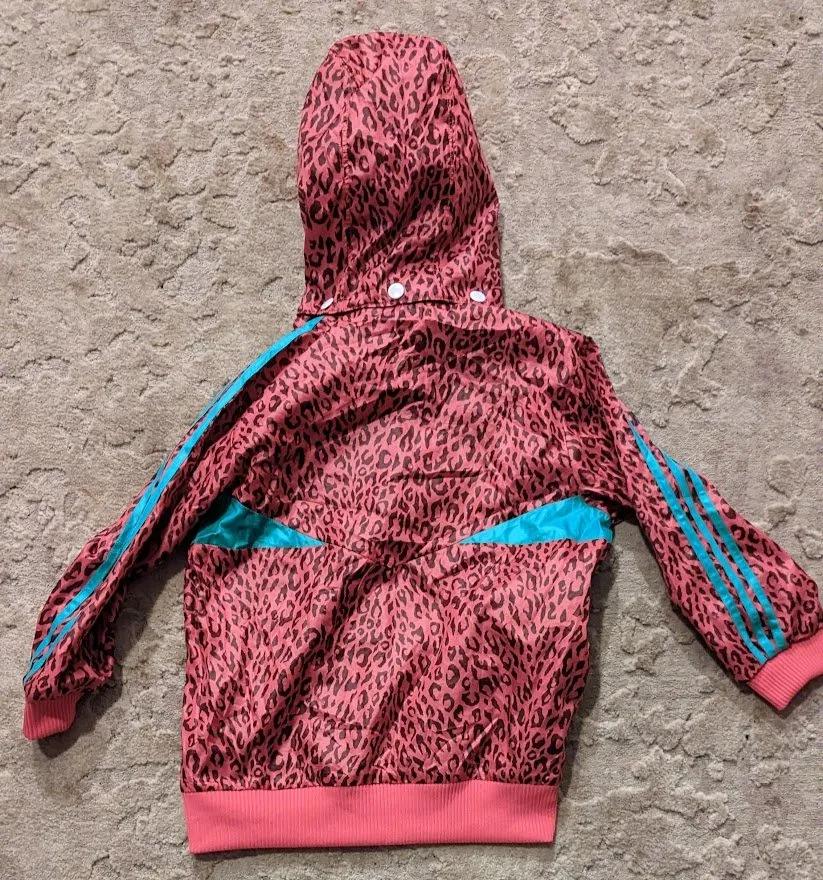 adidas cheetah print toddler jacket with detachable hoodie.