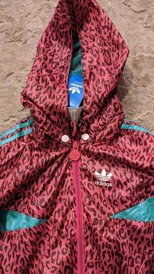 adidas cheetah print toddler jacket with detachable hoodie.