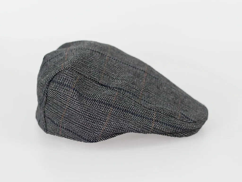 Albert Grey Check Tweed Style Flat Cap