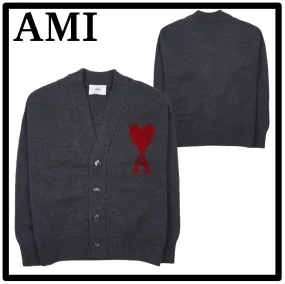 AMI PARIS unisex wool street style logo designers cardigans