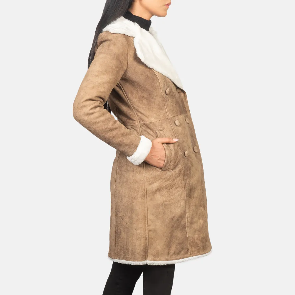 Amie Shearling Coat Brown