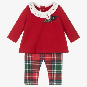 Red Tartan Leggings Set for Baby Girls