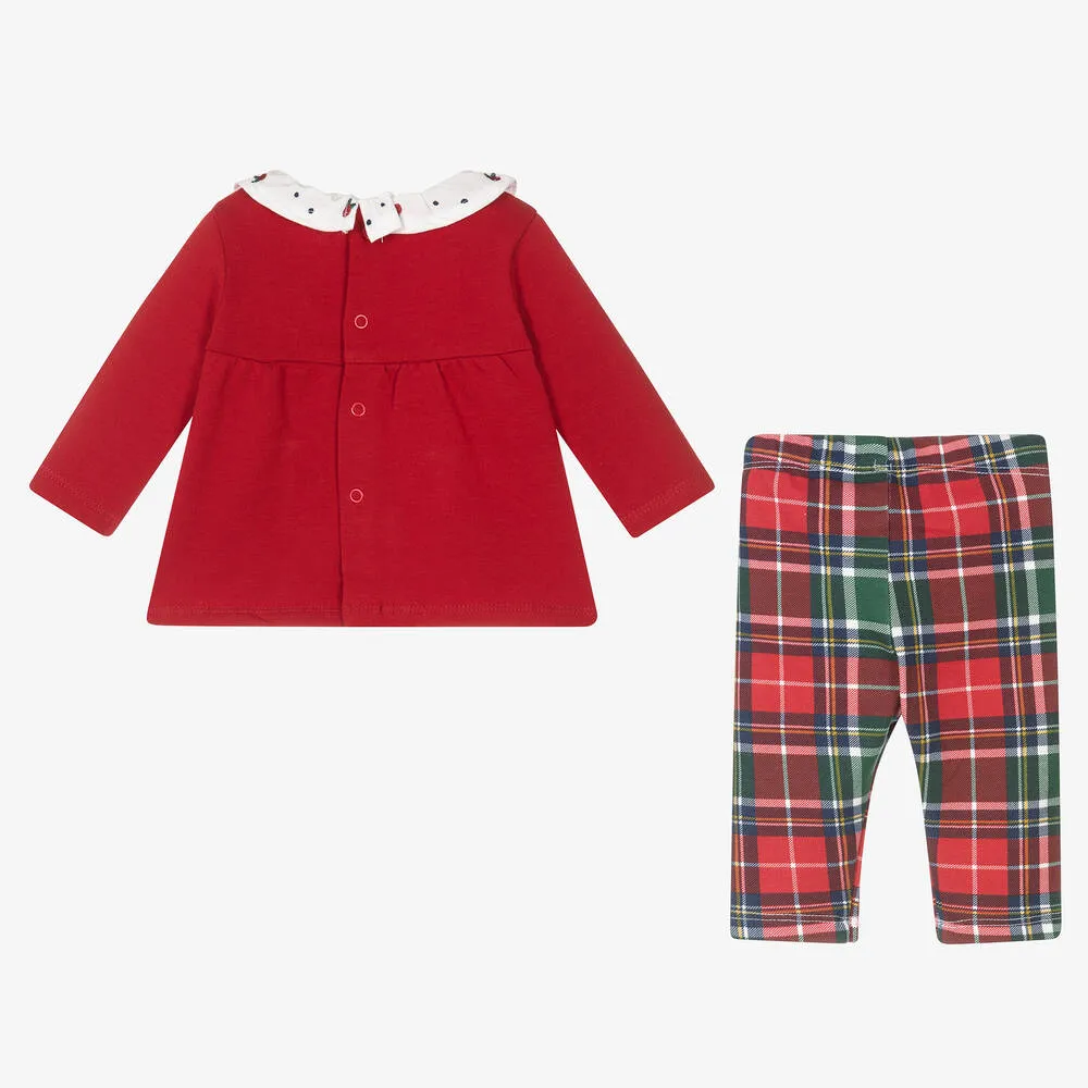 Red Tartan Leggings Set for Baby Girls