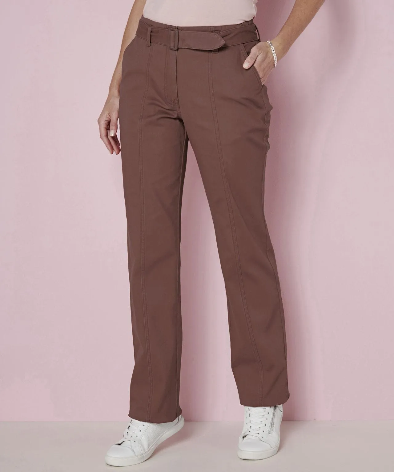 Wide-leg Belted Trousers