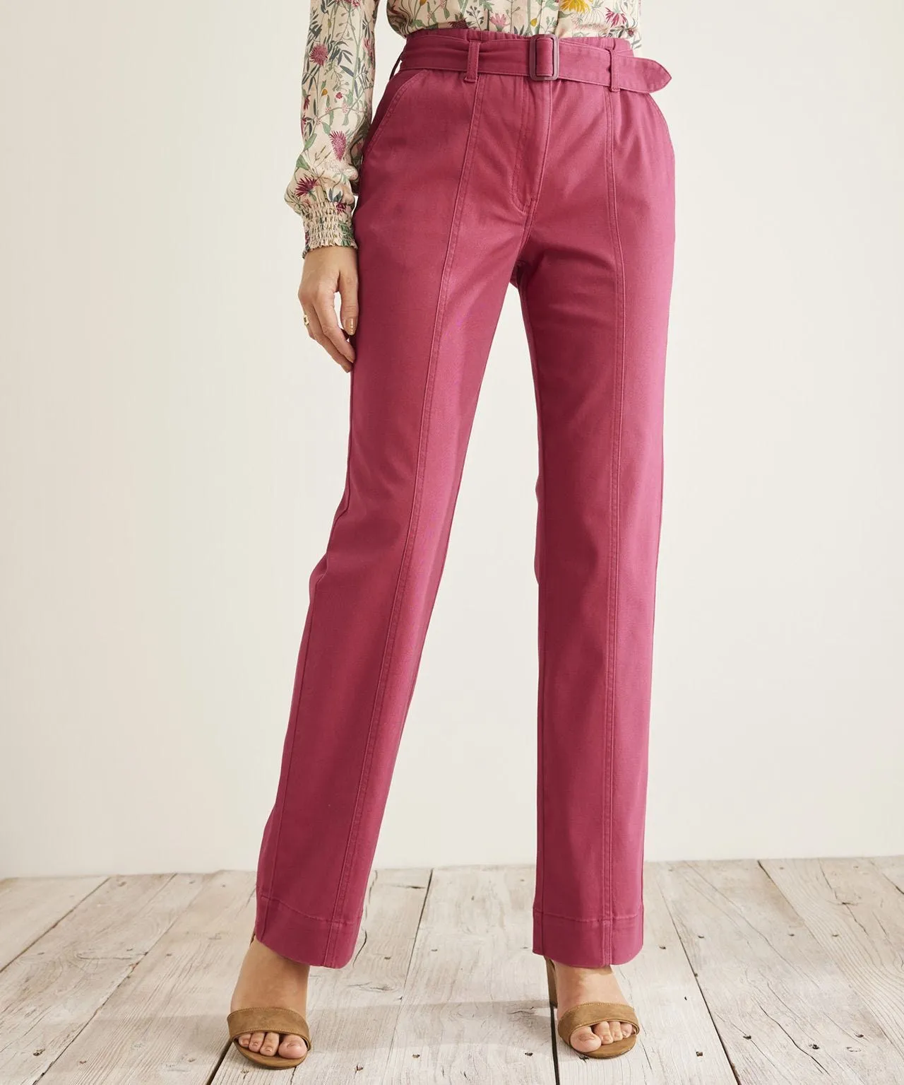 Wide-leg Belted Trousers