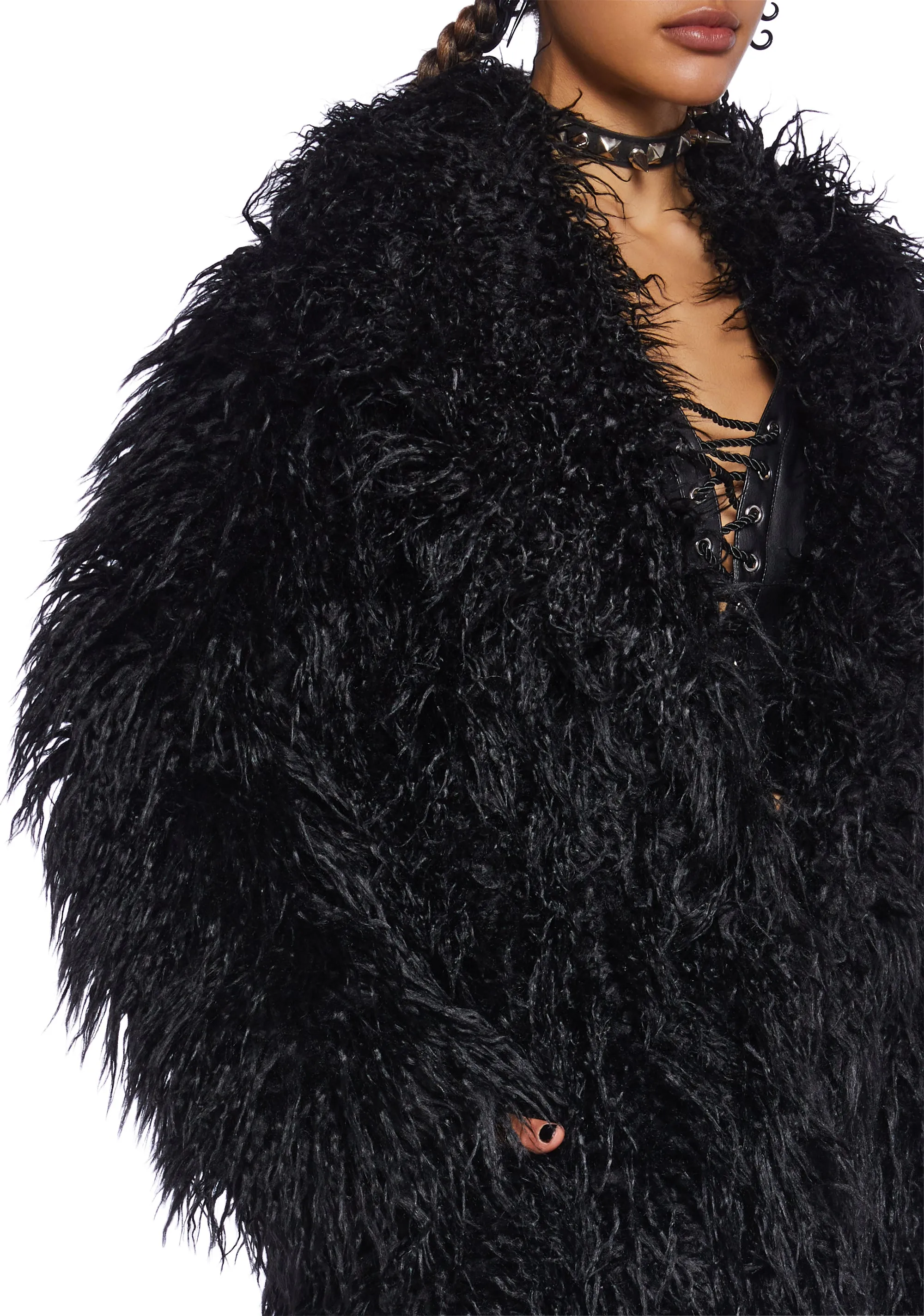 Black Astro Arctic Faux Fur Coat