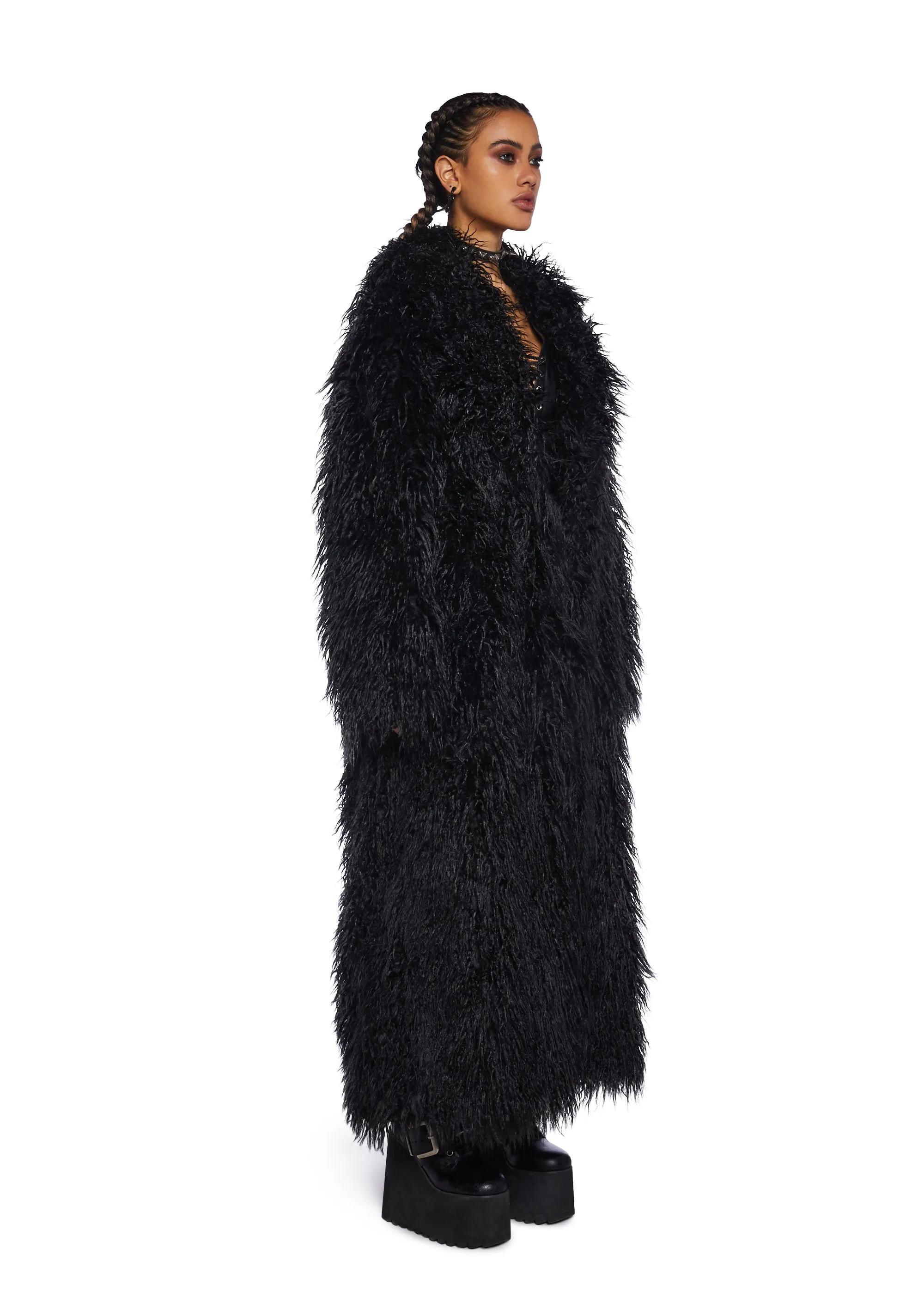 Black Astro Arctic Faux Fur Coat