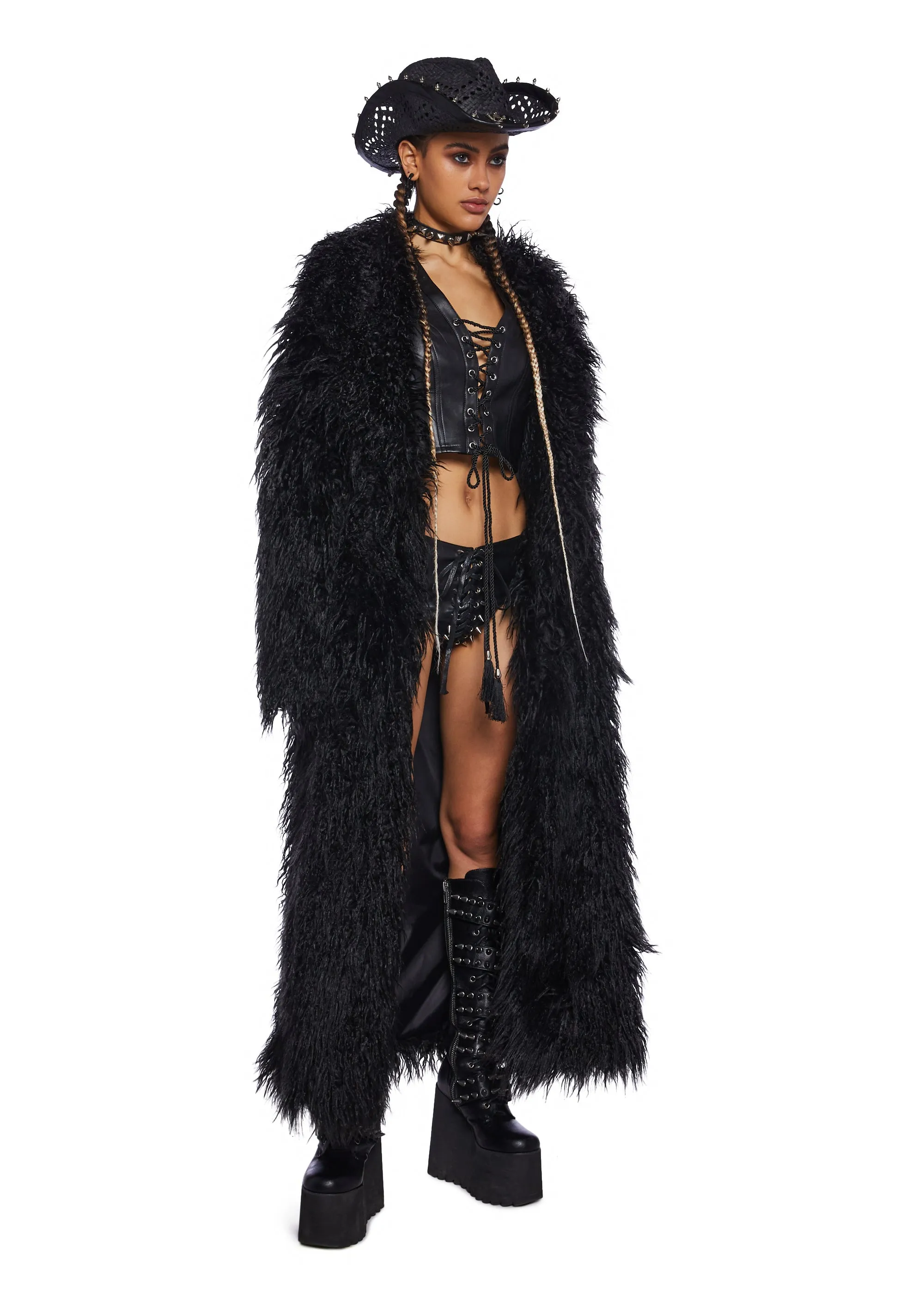 Black Astro Arctic Faux Fur Coat