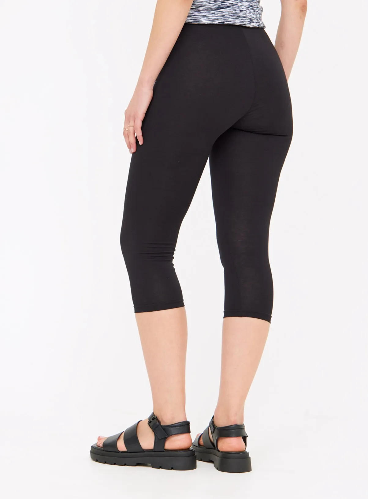 Black Cropped Leggings 2 Pack Size S - Tu