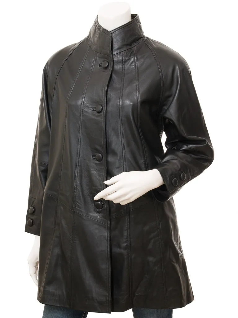 Black Leather Coat for Women: Eden