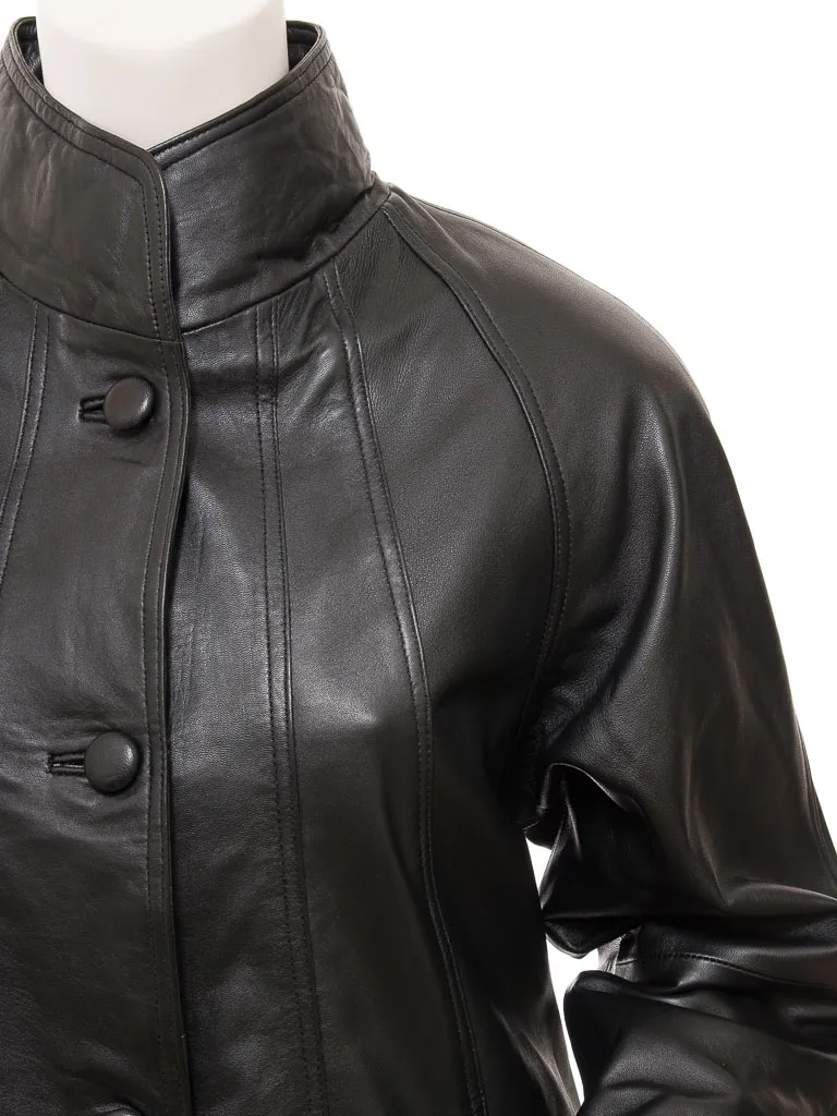 Black Leather Coat for Women: Eden