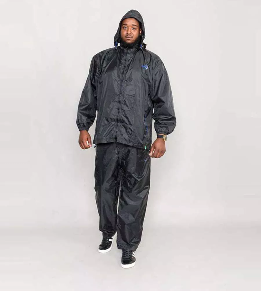 Black Packaway Rain Jacket for Big Men