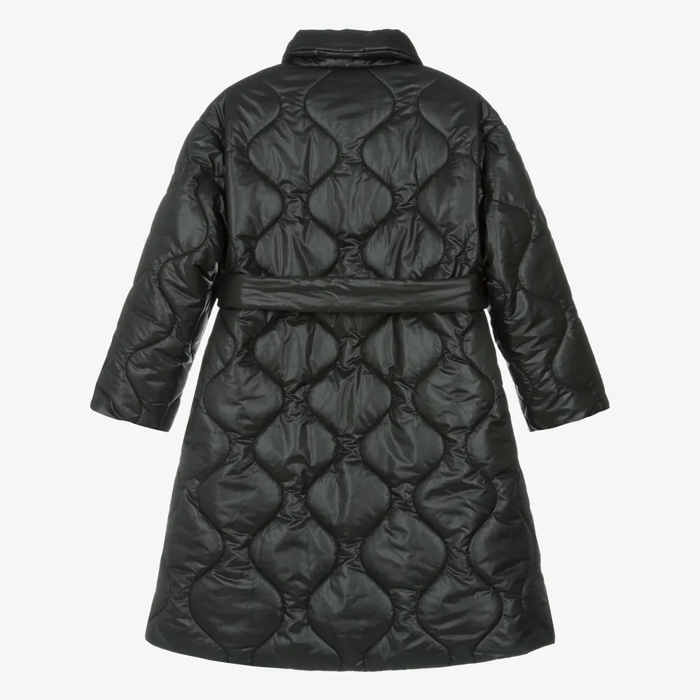 Black Quilted Puffer Jacket for Teenage Girls