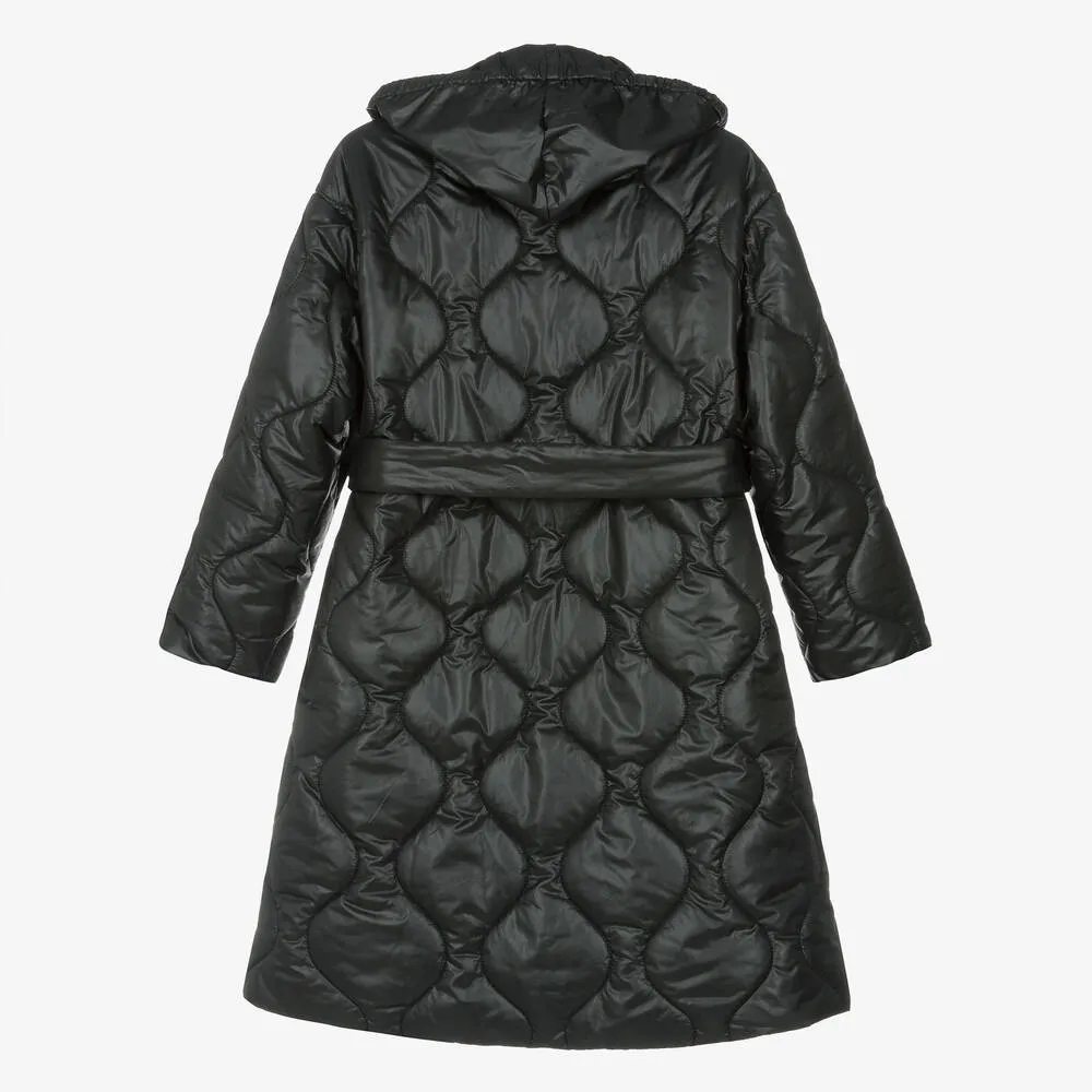 Black Quilted Puffer Jacket for Teenage Girls