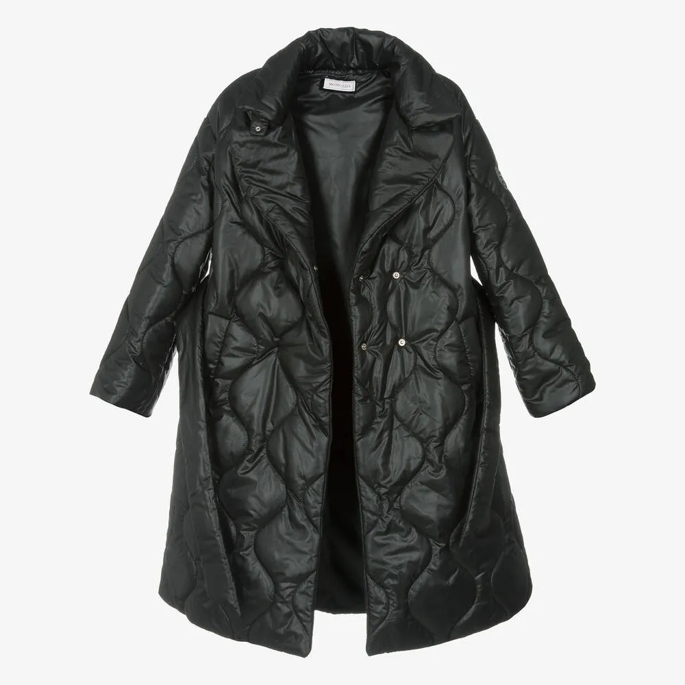 Black Quilted Puffer Jacket for Teenage Girls