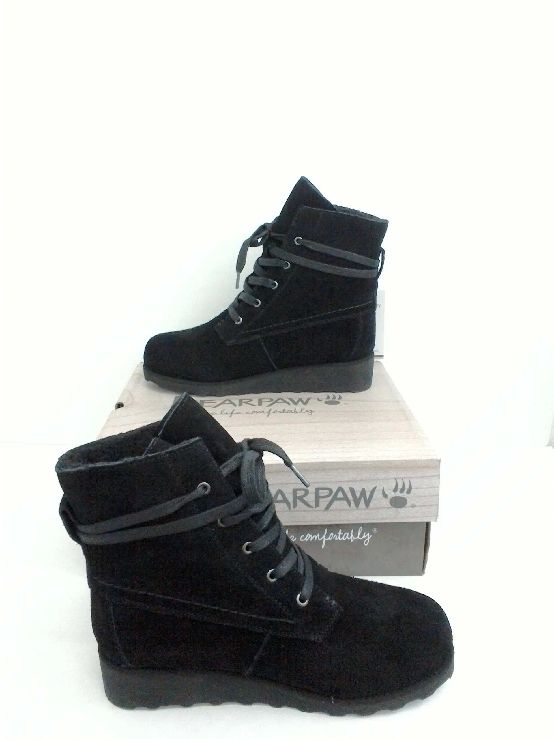 Black Suede Bearpaw Women's Harmony Boots, Size 8M.