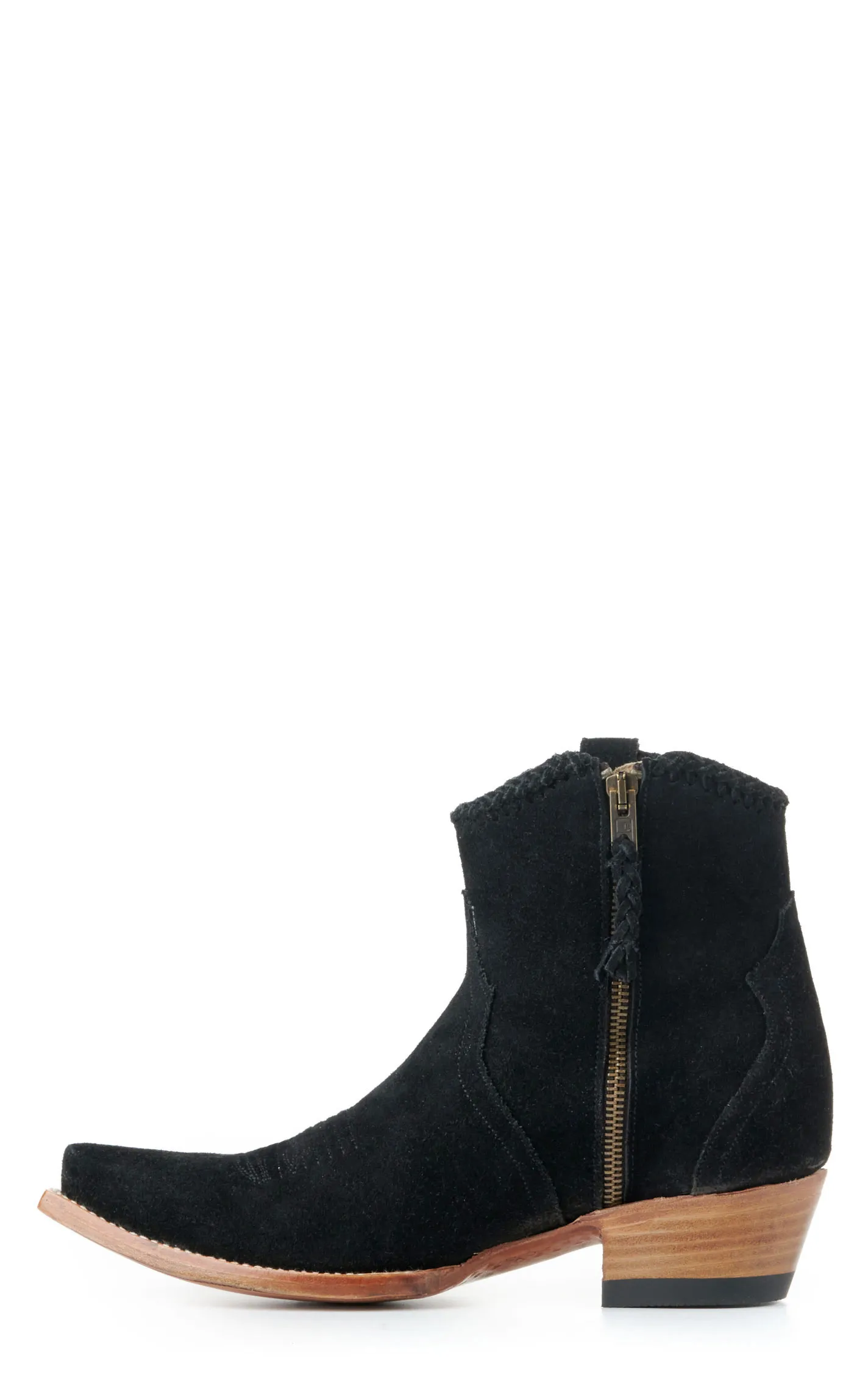 Black Water-Resistant Suede Snip Toe Booties for Women by JRC & Sons