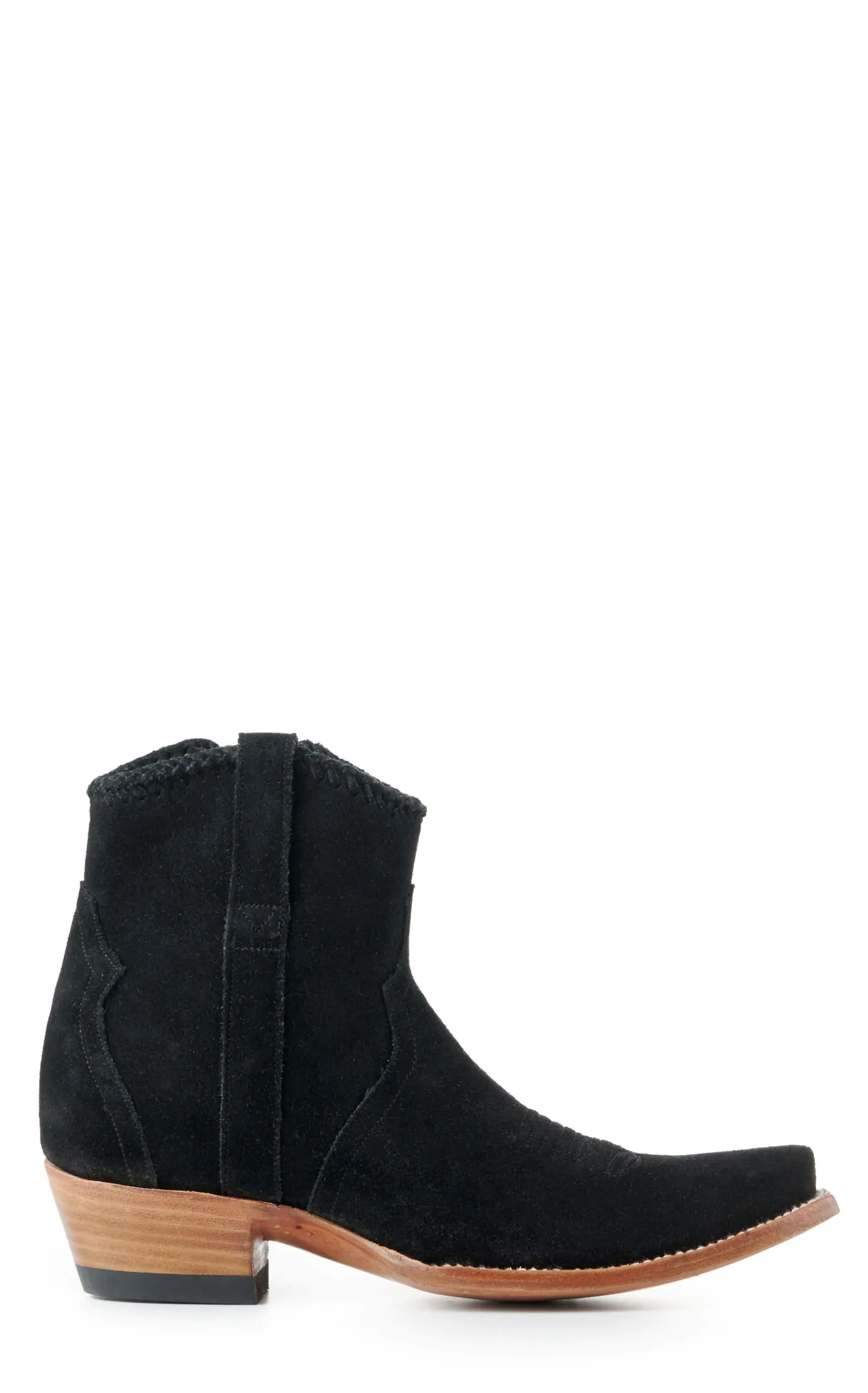 Black Water-Resistant Suede Snip Toe Booties for Women by JRC & Sons