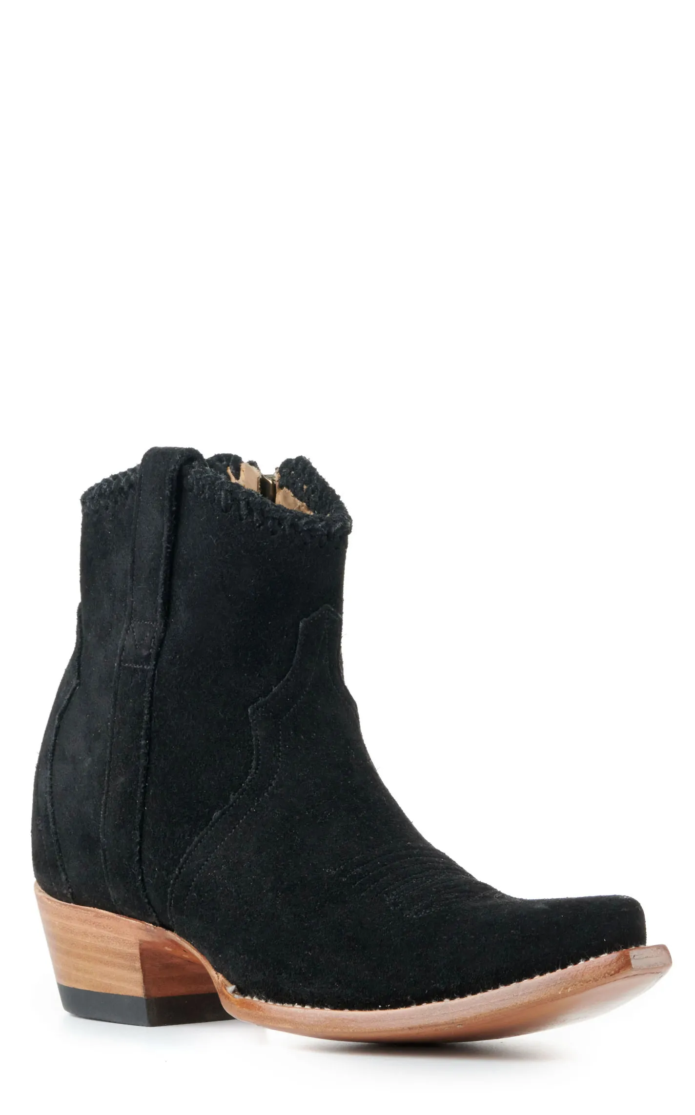 Black Water-Resistant Suede Snip Toe Booties for Women by JRC & Sons