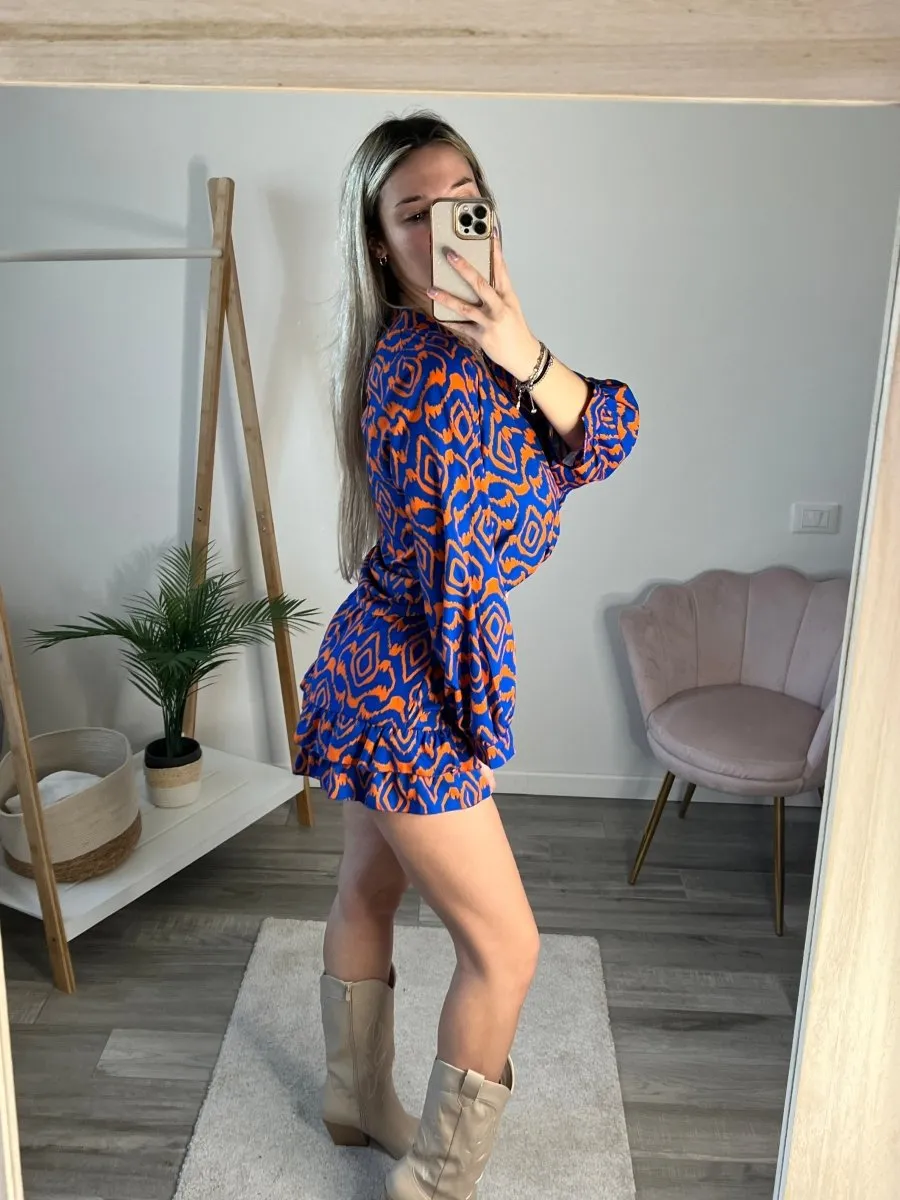 Blue and orange Bermuda shorts