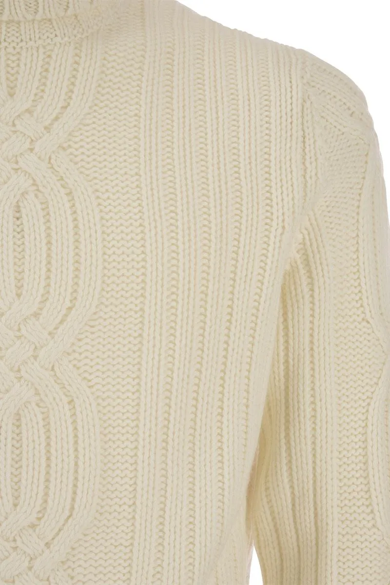 Cashmere Turtleneck Sweater with Braided Design