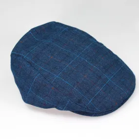 Cavani Cody Blue Check Tweed Style Flat Cap