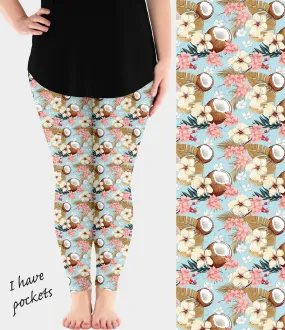 Coconut Floral Leggings with Pockets