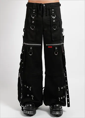 Convertible Black Zip-Off Pants with Cross Strap