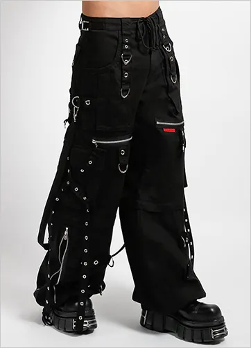 Convertible Black Zip-Off Pants with Cross Strap