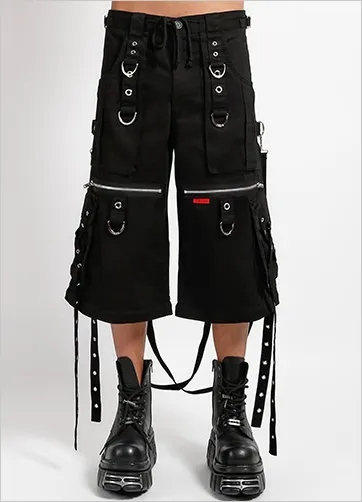 Convertible Black Zip-Off Pants with Cross Strap