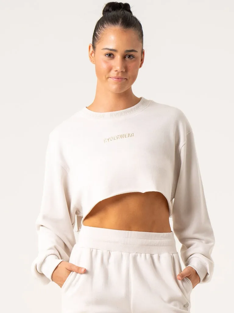 Cropped Sweater in Oat Color