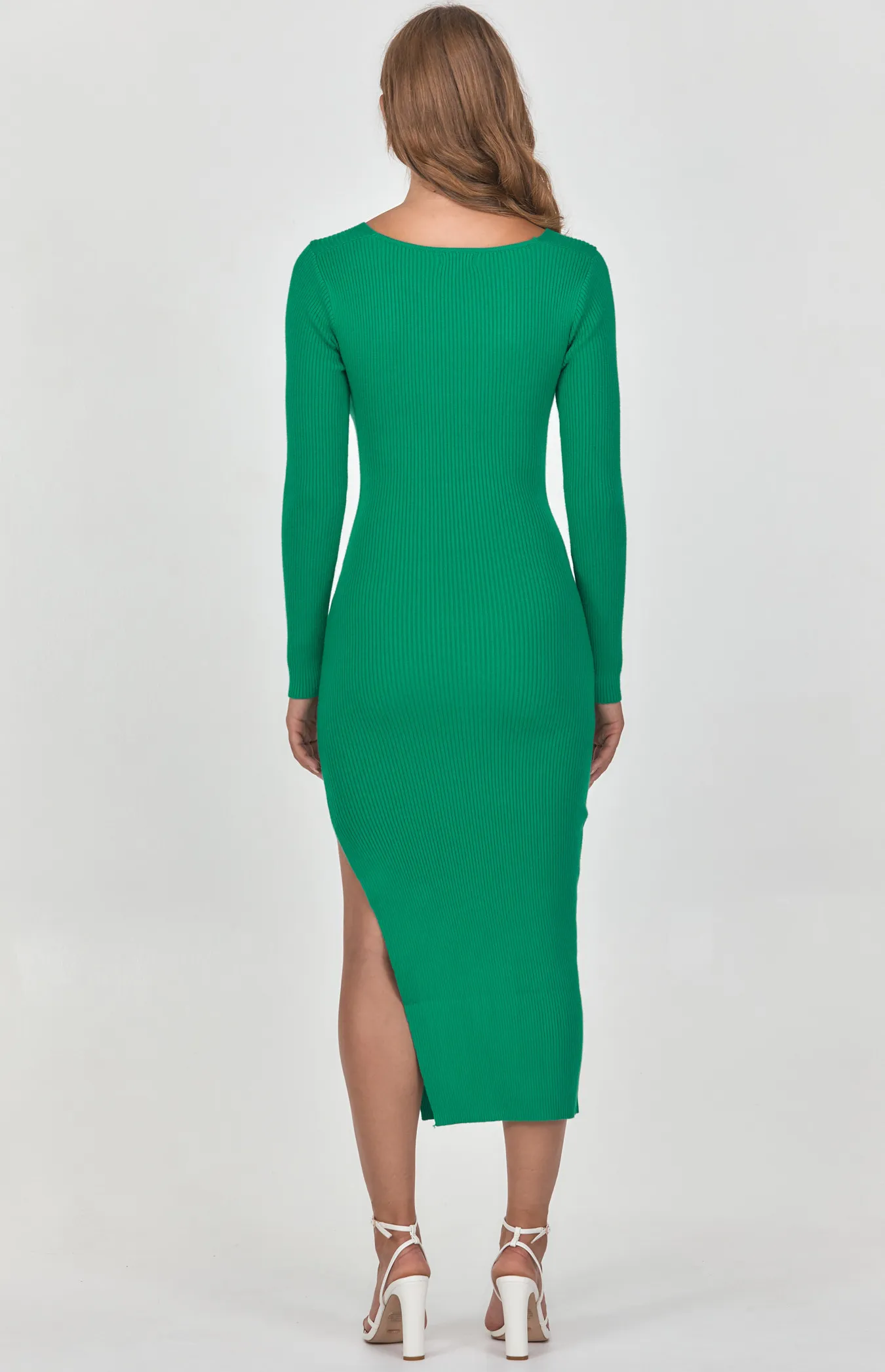 Knit Dress with Front Cross Detail and Side Split (WKN303)