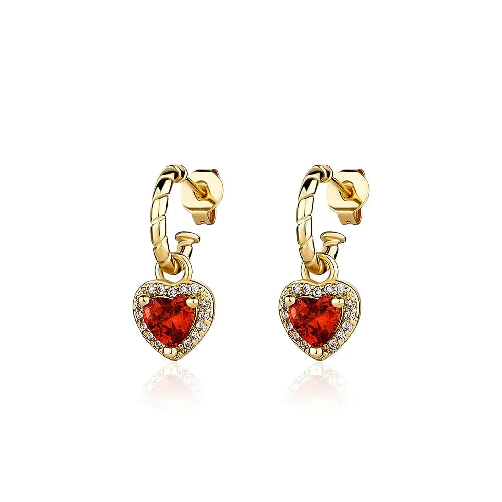 Crystal Heart Shaped Drop Earrings with Cubic Zirconia for Women