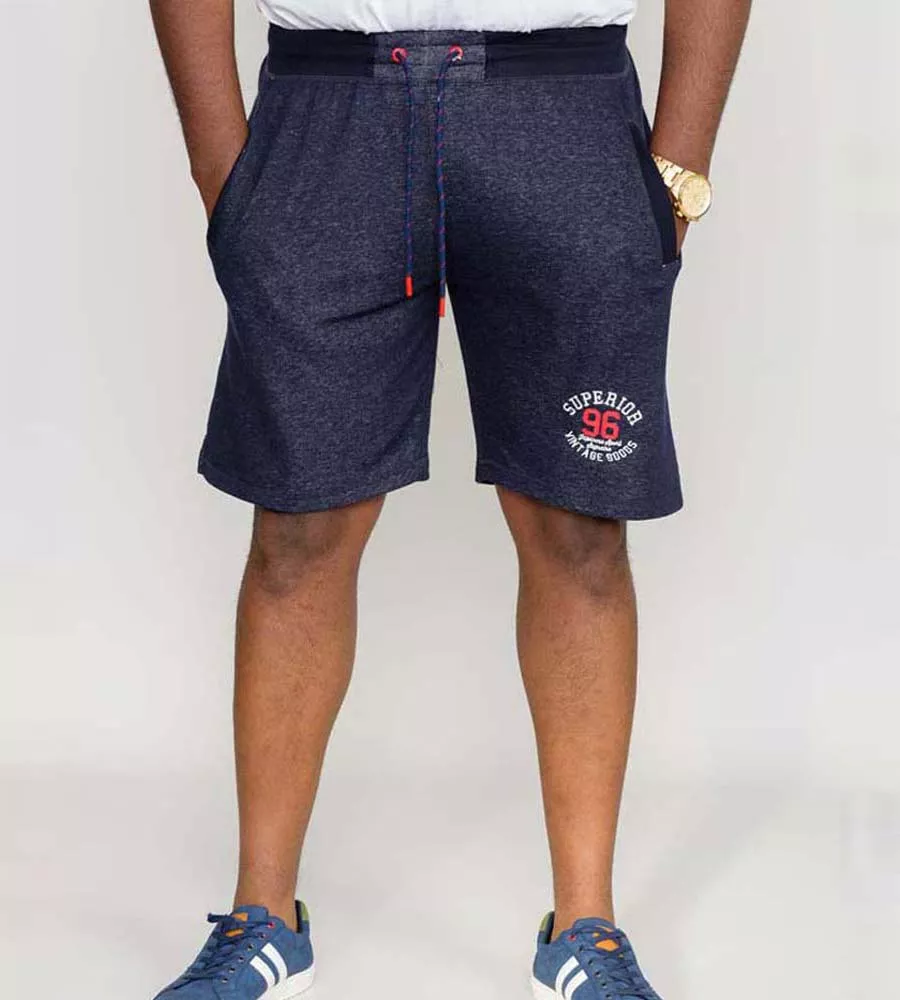 Big Men's Blue Elastic Waist Shorts with Loop Back (HARLOW 2)