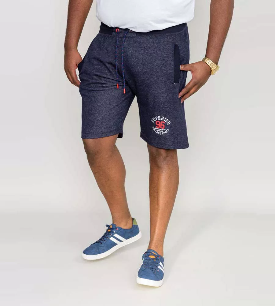 Big Men's Blue Elastic Waist Shorts with Loop Back (HARLOW 2)