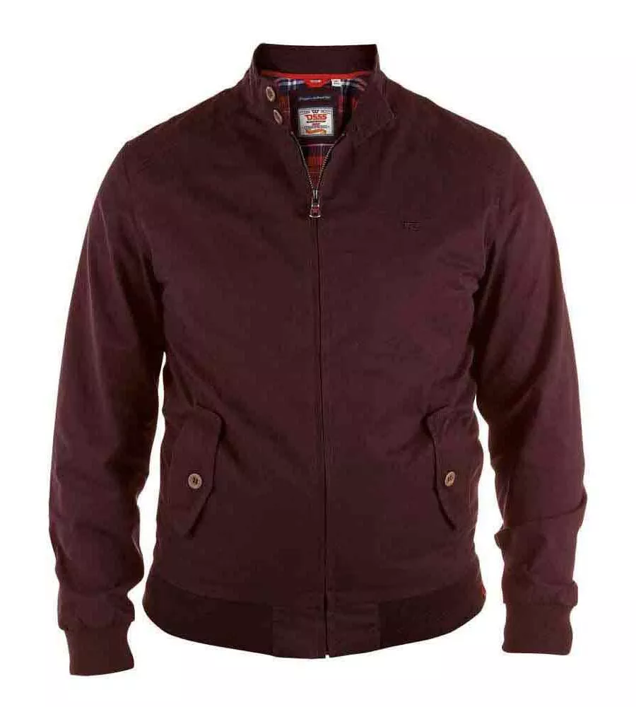 D555 Big Mens Burgundy Cotton Harrington Jacket (Windsor Burgundy)