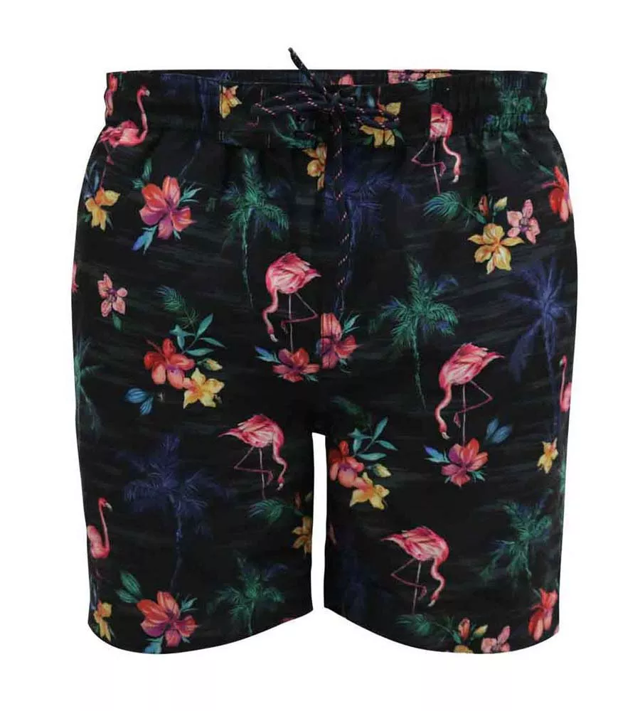 Flamingo and Palm Tree Printed Swim Shorts D555 Big Mens (CAMPTON)