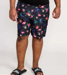 Flamingo and Palm Tree Printed Swim Shorts D555 Big Mens (CAMPTON)