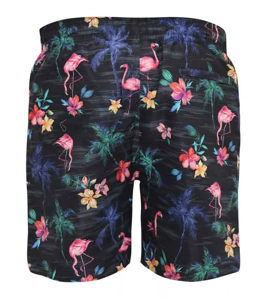 Flamingo and Palm Tree Printed Swim Shorts D555 Big Mens (CAMPTON)