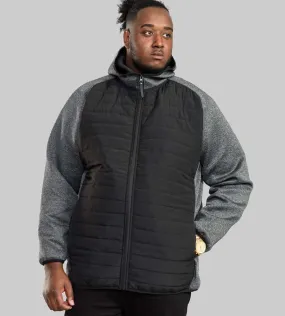 Large Size Men's Quilted Jacket with Fleece Sleeves and Hood (Highampton)