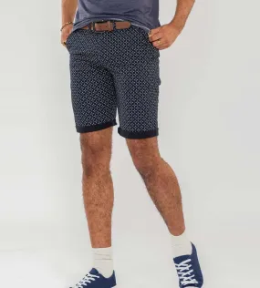 Stretch Chino Shorts With All Over Print D555 Big Mens (MAGNA)