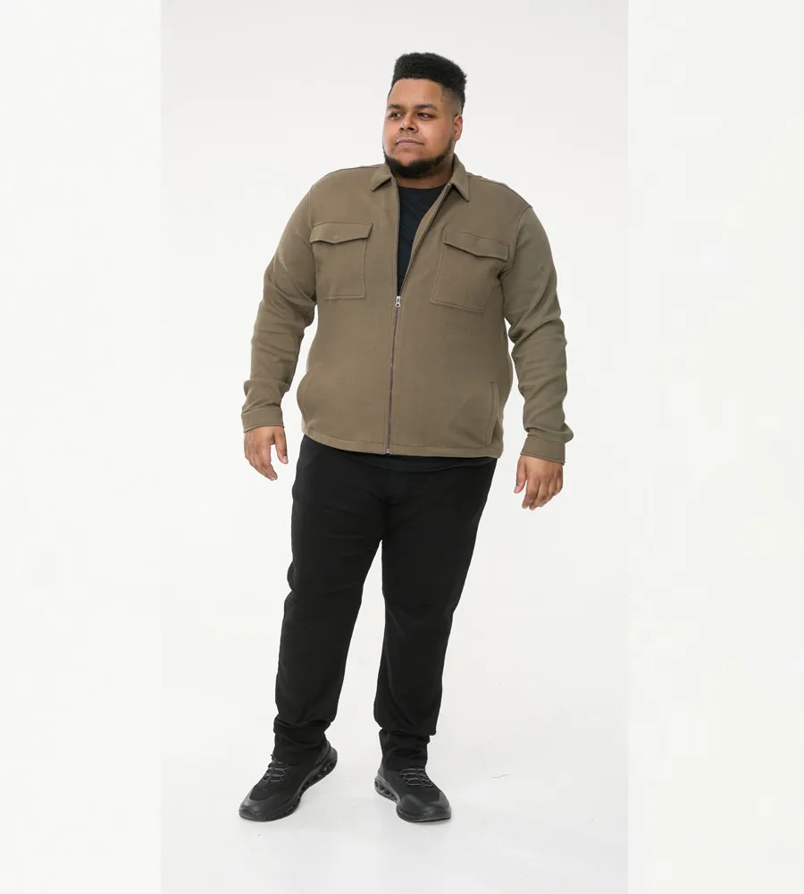 Large Size Men's Stretch Jacket with Zipper Closure and Patch Pockets (Lodi)