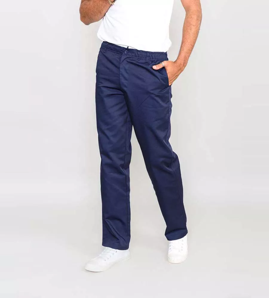 D555 Navy Rugby Trousers Pants with Elasticated Waist for Men