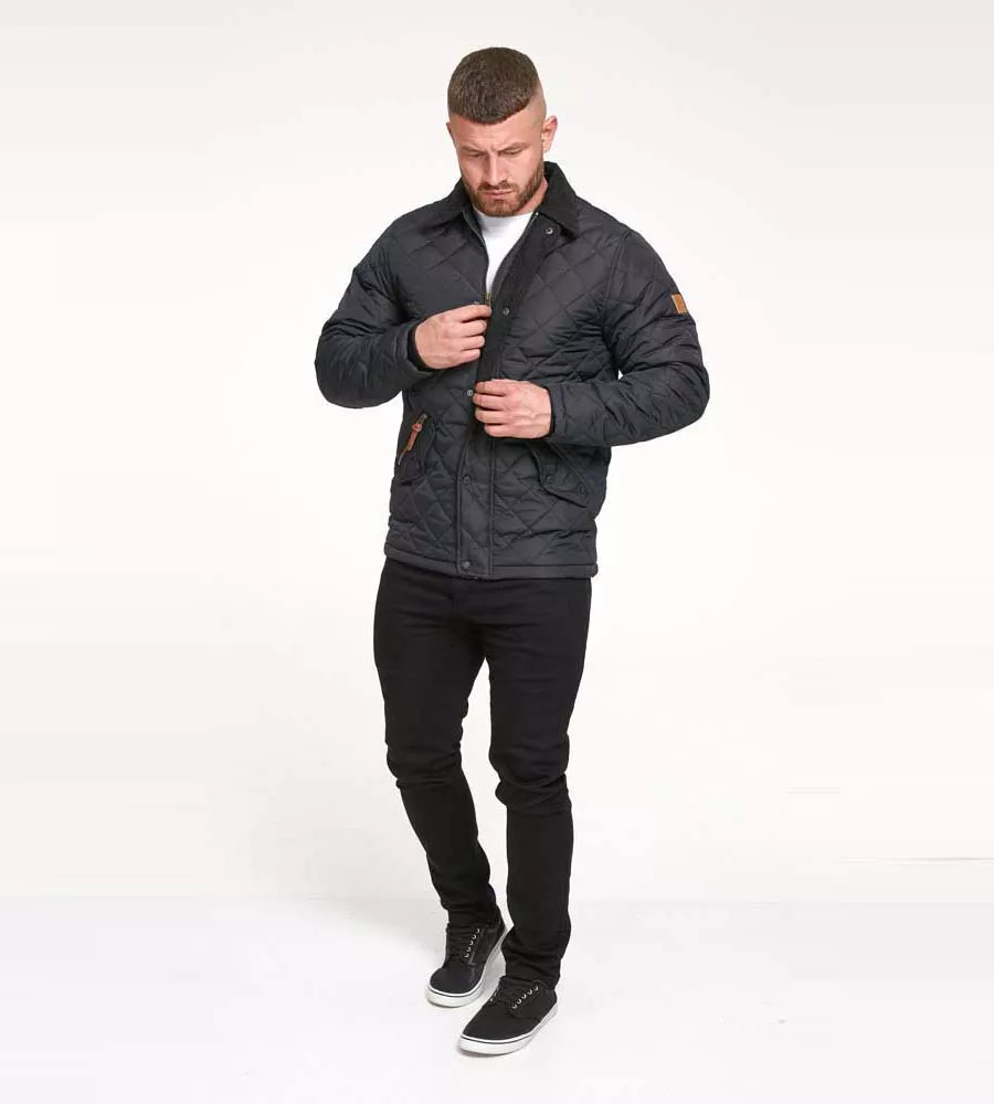 Mens Quilted Jacket With Corduroy Collar (MATIAS) by D555