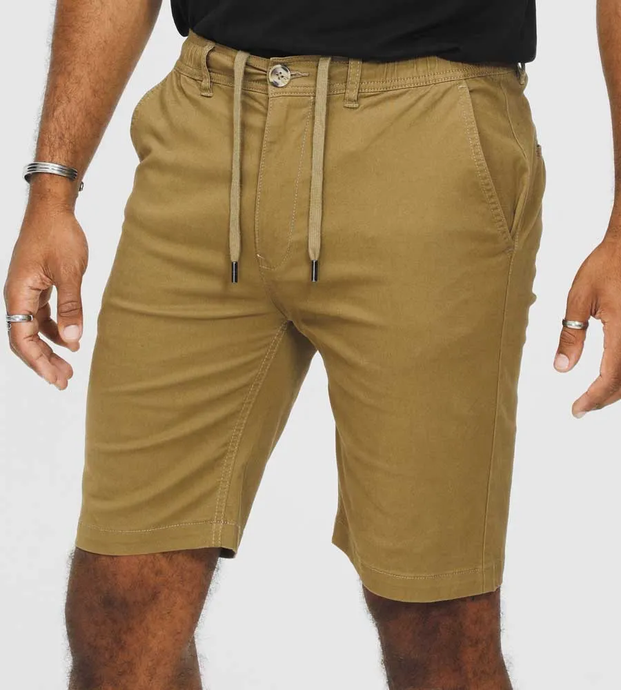 Mens Tobacco Stretch Shorts with Internal Drawcord (ARIES 2) by D555