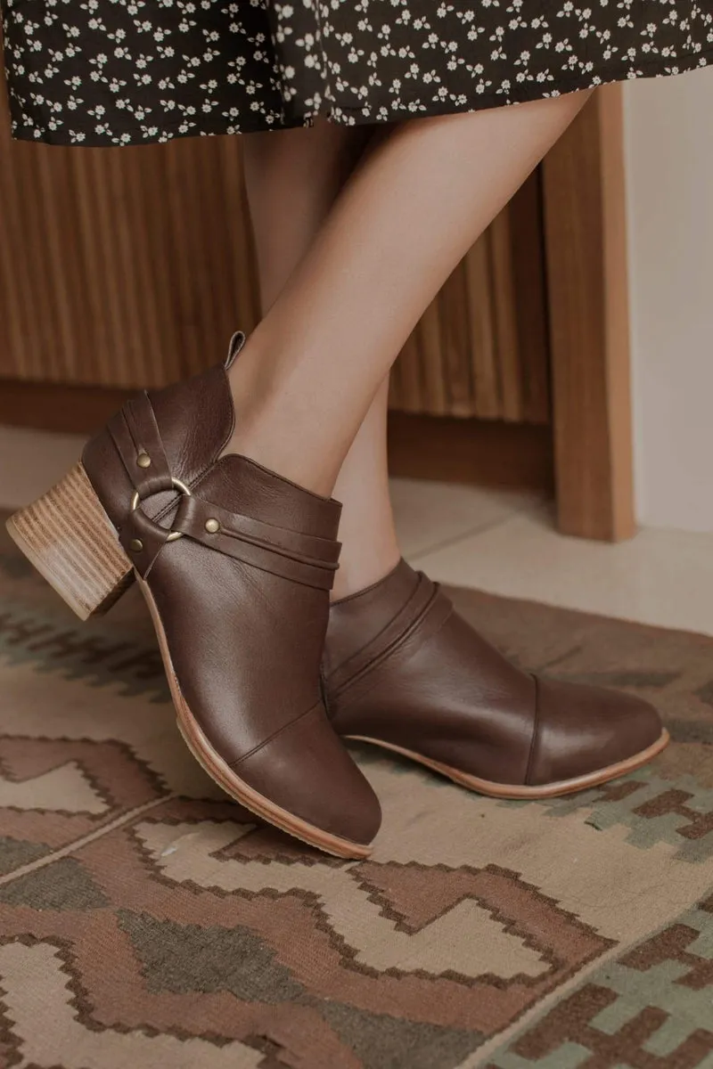 Dark Brown Dasha Low Ankle Booties